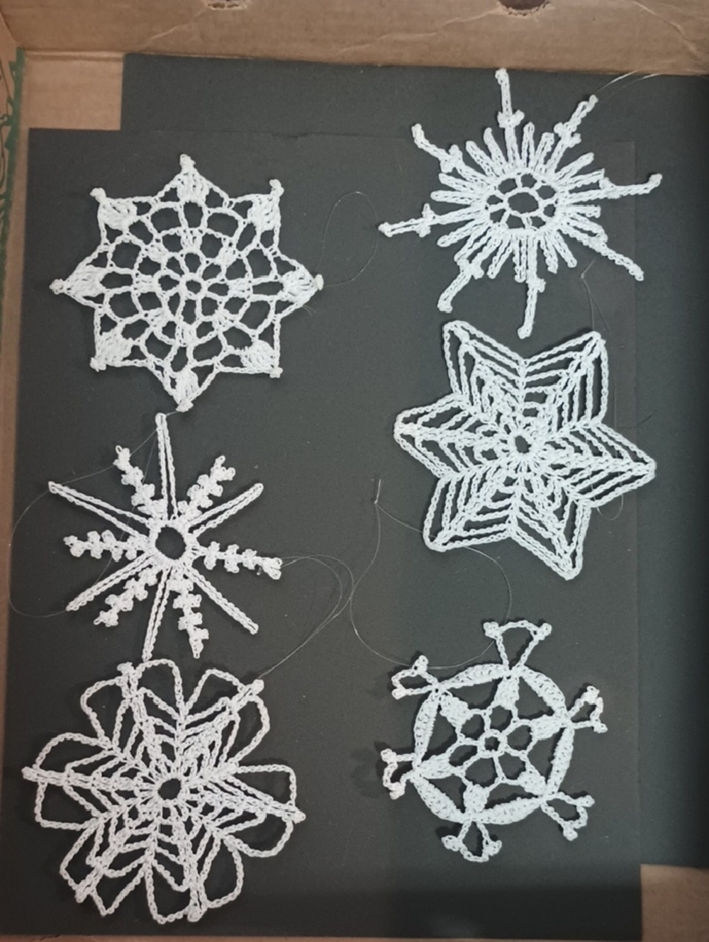 White Hand  Crochet Snowflake Christmas Tree Ornaments